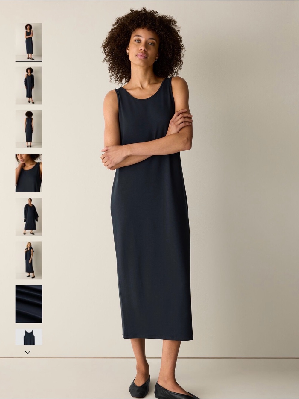 Eileen Fisher Black Scoop-Neck Maxi Dress